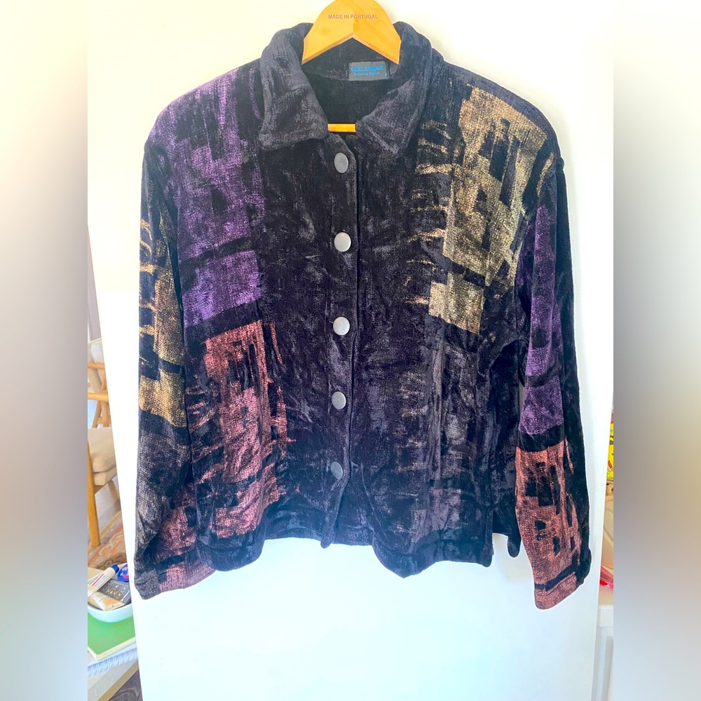 Maude Andrade Chenille Jacket Coat Blazer Multi Color Sz L (see measurement)
